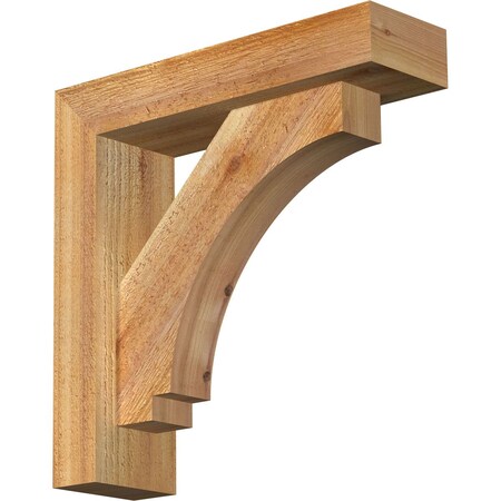 Ekena Millwork Imperial Block Rough Sawn Bracket w/ Offset Brace, Western Red Cedar, 4"W x 14"D x 14"H BKT0402X14X14IMP05RWR